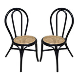 Black Rattan Dining Chair, Set of 2