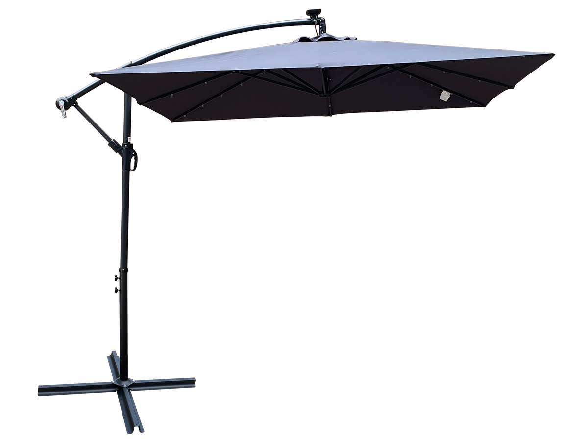 Square 2.5x2.5M Outdoor Patio Umbrella with Solar LED Lights
