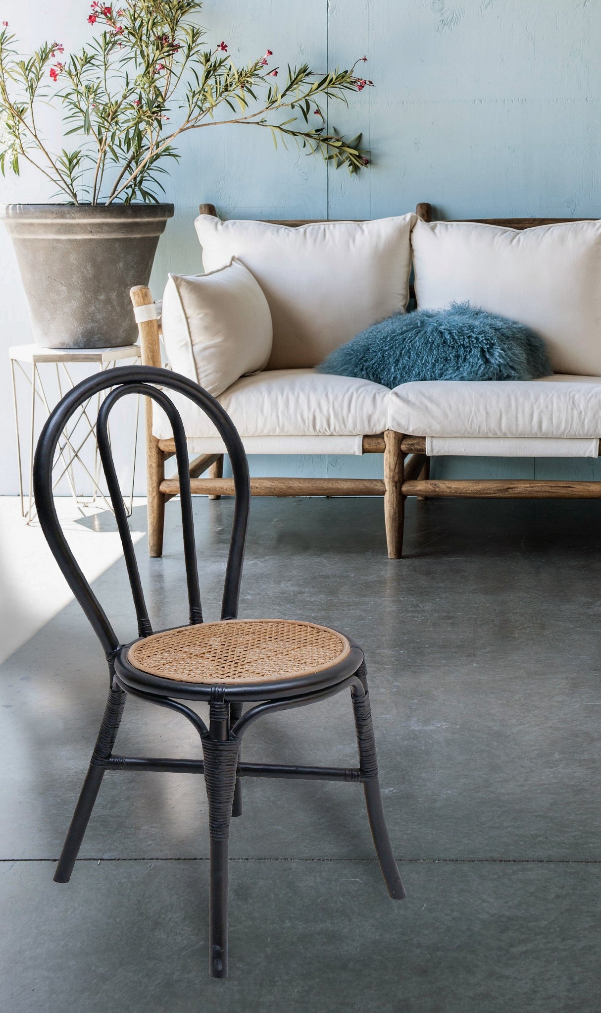 Black Rattan Dining Chair, Set of 2