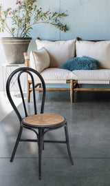 Black Rattan Dining Chair, Set of 2