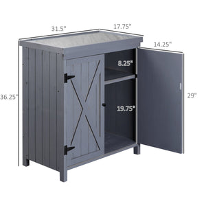Garden Storage Cabinet, Outdoor Tool Shed with Galvanized Top and Two Shelves