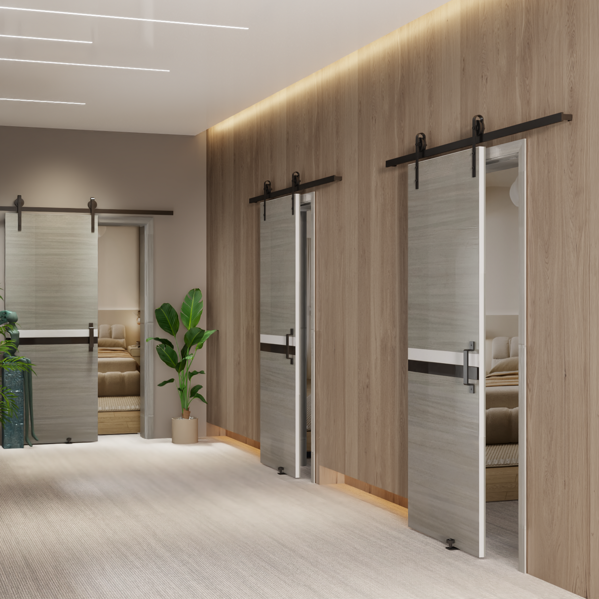 CRAZY ELF Melamine Integrated Door Slab with Sliding Track Kit