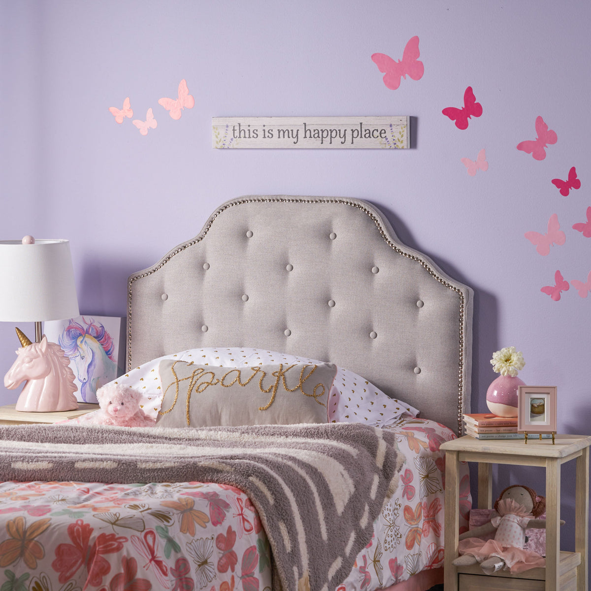 Tufted Upholstered Twin Headboard with Durable Metal Legs