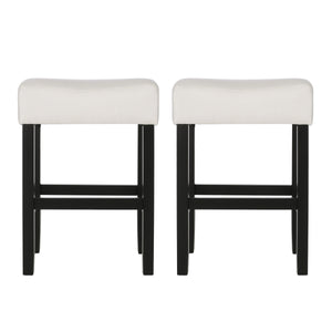 Set of 2, 26.75" Backless Fabric Counter Height Barstool
