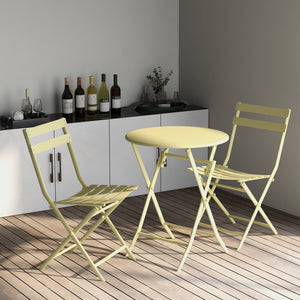 3 Piece Patio Bistro Set of Foldable Round Table and Chairs