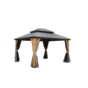 12'x14' Hardtop Gazebo, Outdoor Cedar Wood Frame Canopy