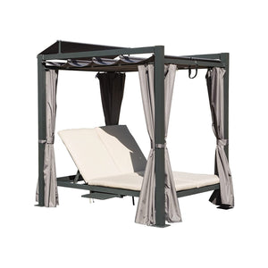 Aluminum Outdoor Patio Daybed with Retractable Canopy
