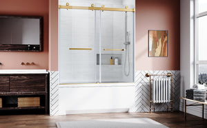 Brushed Gold Frameless Bathtub Door