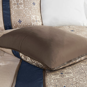 Queen 7 Piece Jacquard Comforter Set with Throw Pillows