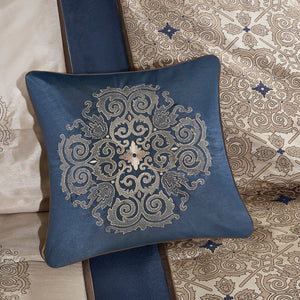 Queen 7 Piece Jacquard Comforter Set with Throw Pillows