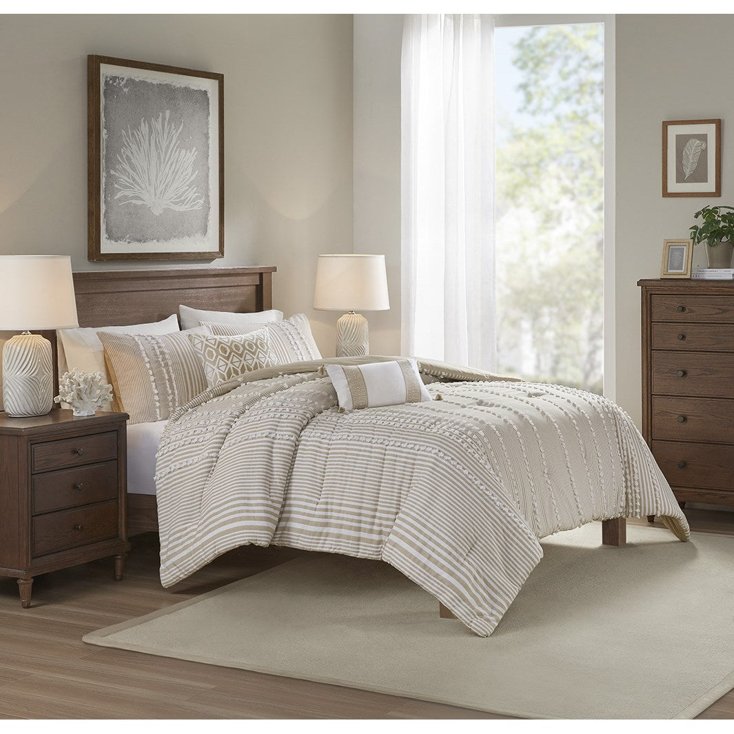 King 3 Piece Cotton Yarn Dyed Comforter Set