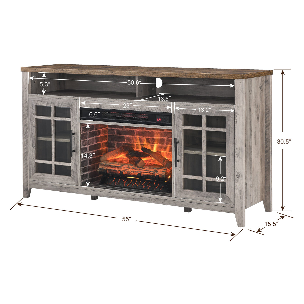 55 Inch TV Media Stand with Electric Fireplace
