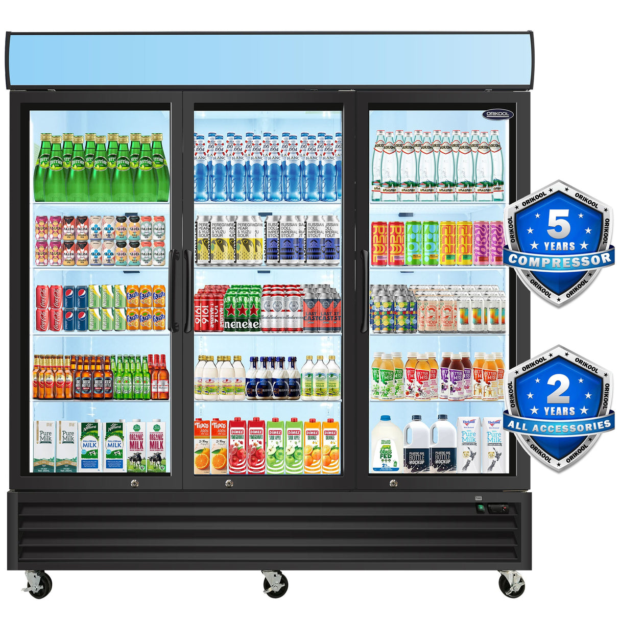 ORIKOOL Glass Door Merchandiser Refrigerator 70 Cu.ft