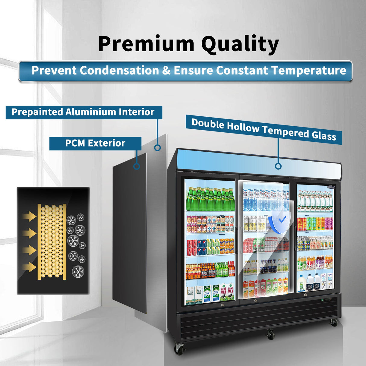 ORIKOOL Glass Door Merchandiser Refrigerator 70 Cu.ft