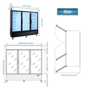 ORIKOOL Glass Door Merchandiser Refrigerator 70 Cu.ft