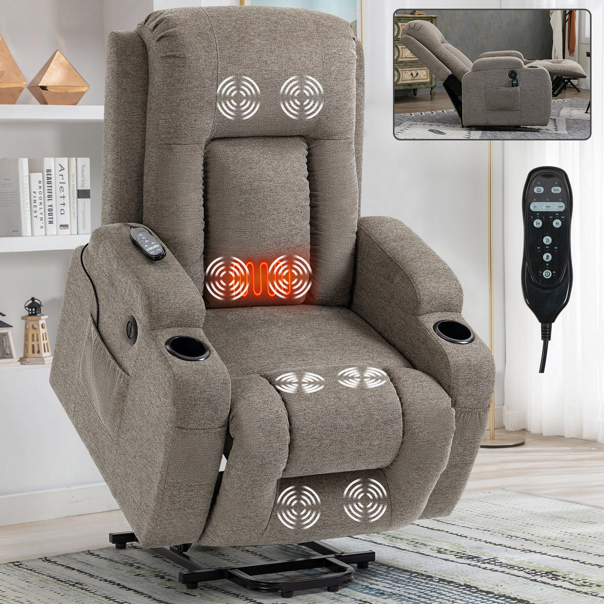 Power Lift Recliner Chair with Massage and Heat - ComfortMAX