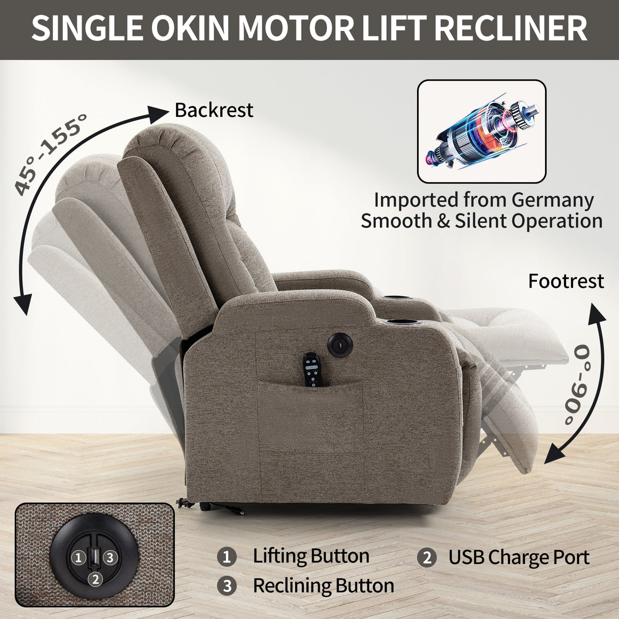 Power Lift Recliner Chair with Massage and Heat - ComfortMAX