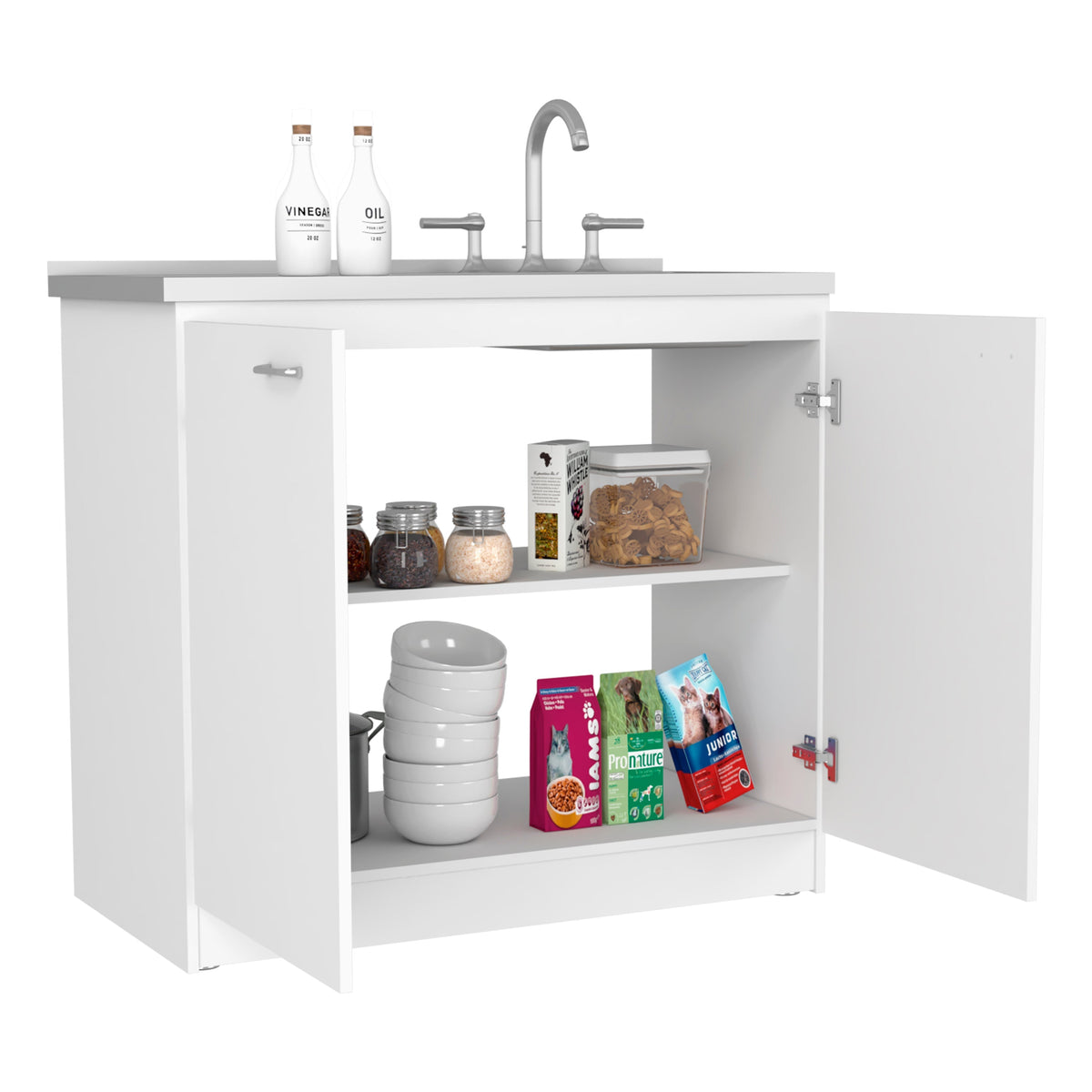 Utility Sink Vernal Kitchen Sink Cabinet with Storage Shelf - Stainless Steel