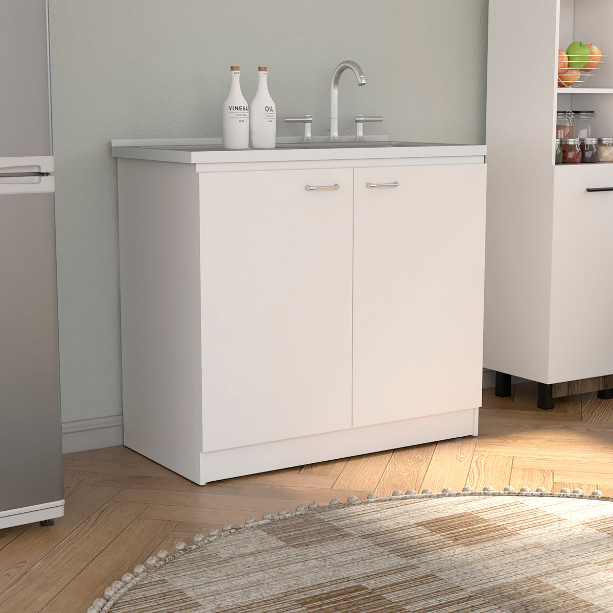 Utility Sink Vernal Kitchen Sink Cabinet with Storage Shelf - Stainless Steel