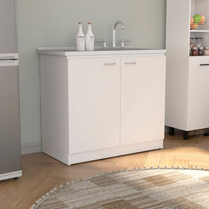 Utility Sink Vernal Kitchen Sink Cabinet with Storage Shelf - Stainless Steel