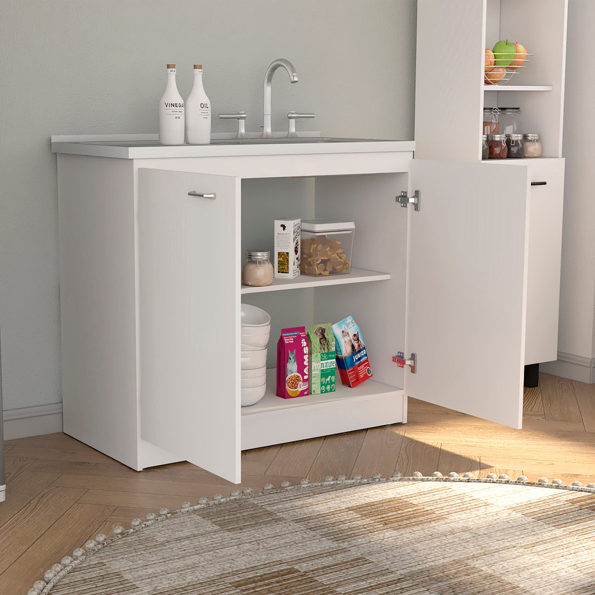 Utility Sink Vernal Kitchen Sink Cabinet with Storage Shelf - Stainless Steel
