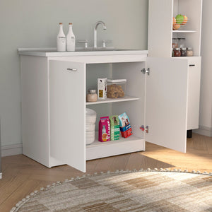 Utility Sink Vernal Kitchen Sink Cabinet with Storage Shelf - Stainless Steel