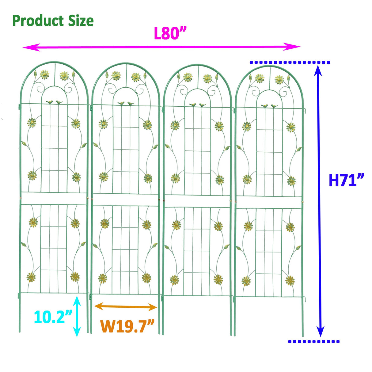 4 Pack Metal Garden Trellis