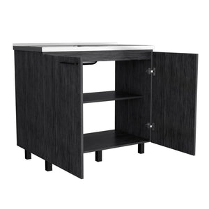 Utility Sink Cabinet Burwood with Two Shelves - Smokey