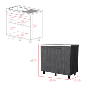 Utility Sink Cabinet Burwood with Two Shelves - Smokey