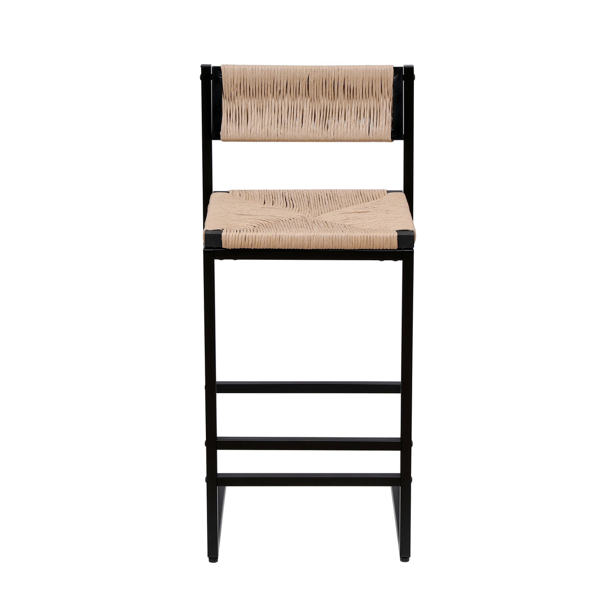 Honey Bar Stools Set of 2 - Paper Rope Weave Dining Chairs