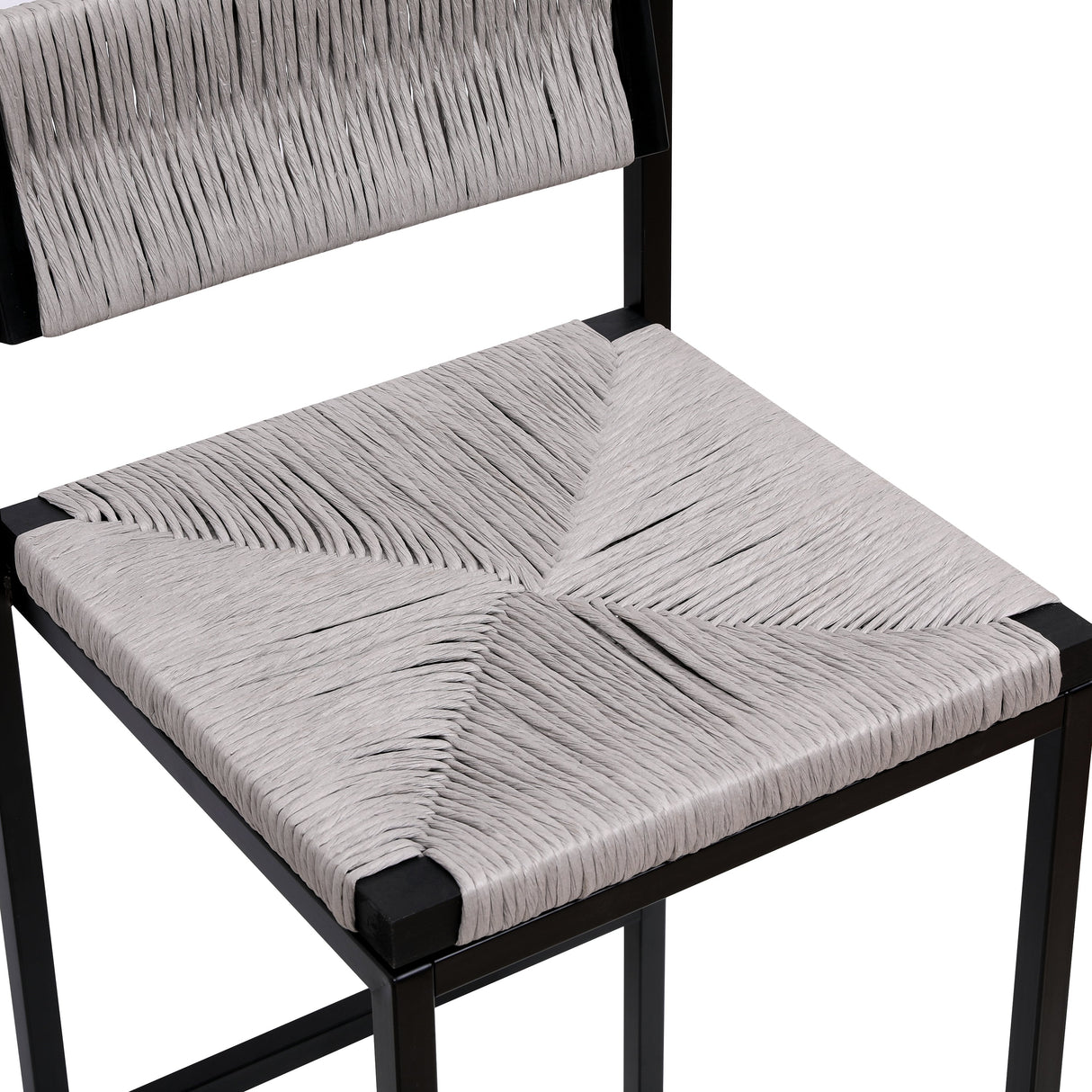 Gray Set of 2 Hand Weave Bar Stools with Back