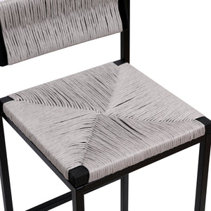 Gray Set of 2 Hand Weave Bar Stools with Back