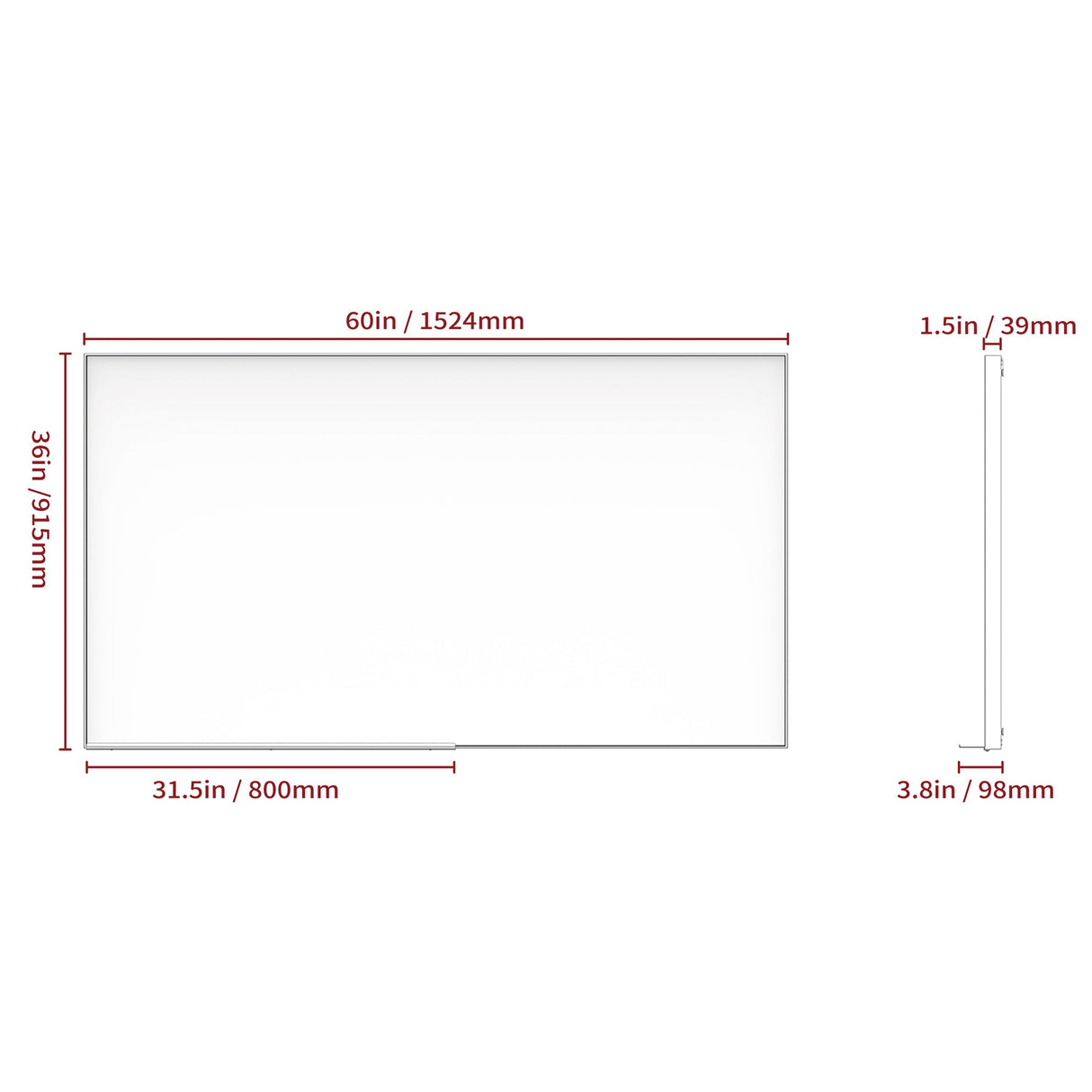 60" x 36" Oversized Modern Rectangle Bathroom Mirror