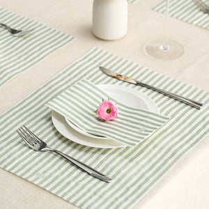 Tonal Striped Disposable Napkin Set in Green, 100 Pieces