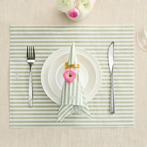 Tonal Striped Disposable Napkin Set in Green, 100 Pieces