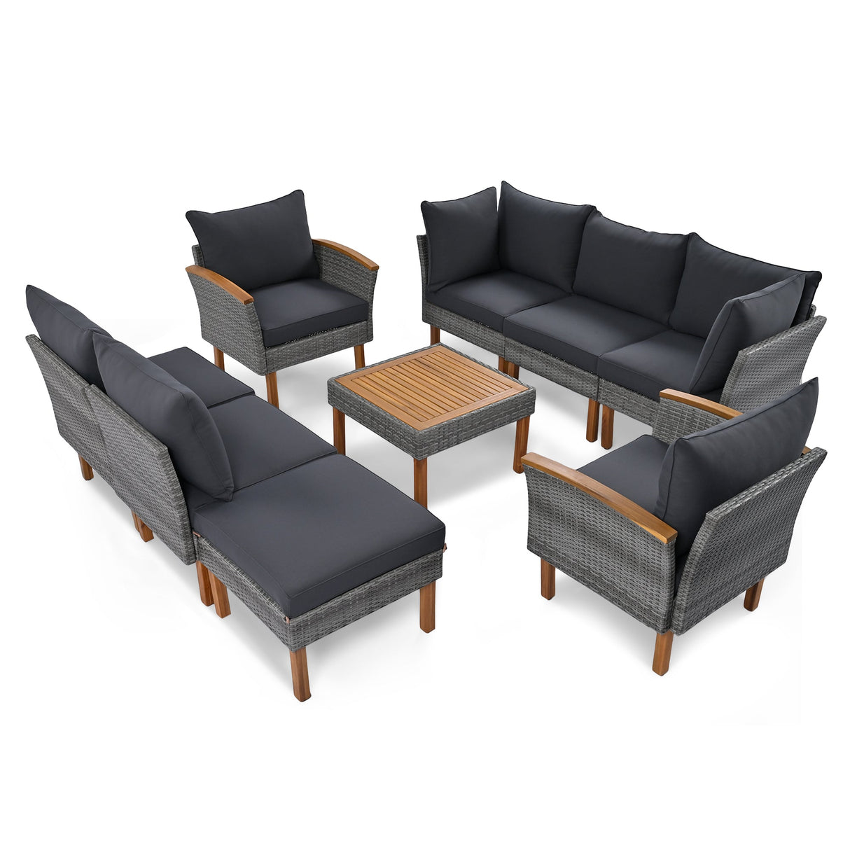 9-Piece Patio Rattan Furniture Set