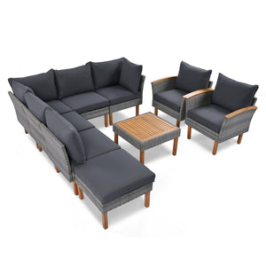 9-Piece Patio Rattan Furniture Set