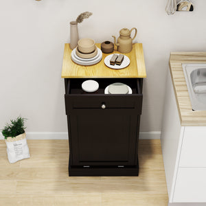 Tilt-Out Trash Cabinet with One Drawer in Black