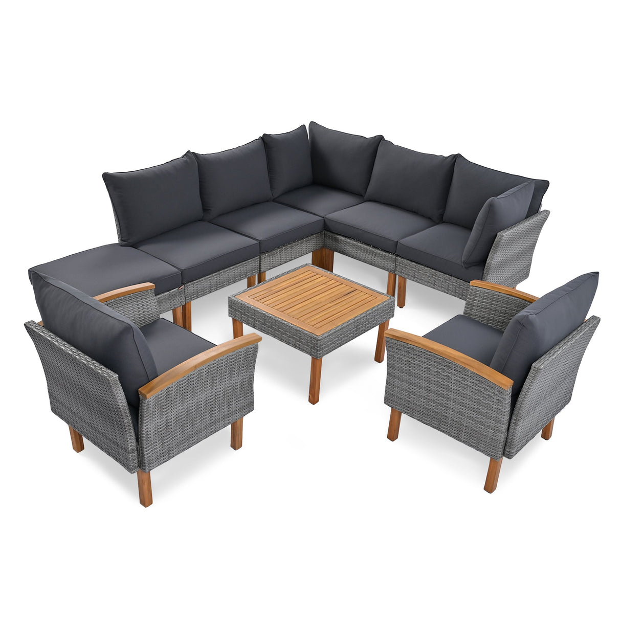 9-Piece Patio Rattan Furniture Set