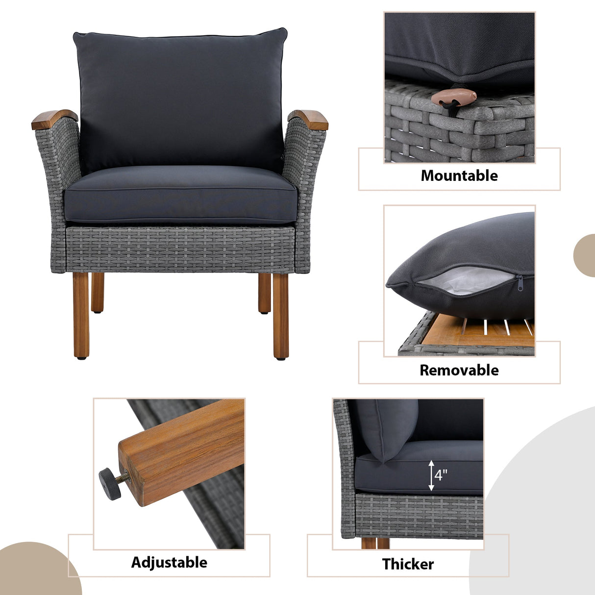 9-Piece Patio Rattan Furniture Set