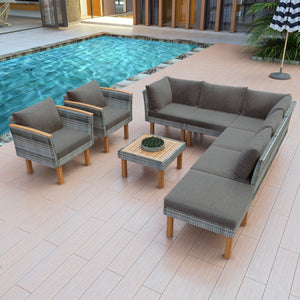 9-Piece Patio Rattan Furniture Set