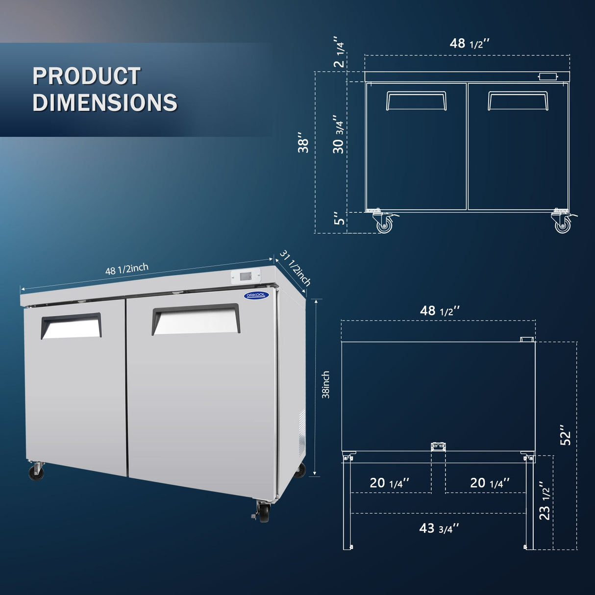 Orikool 48 IN Commercial Refrigerators