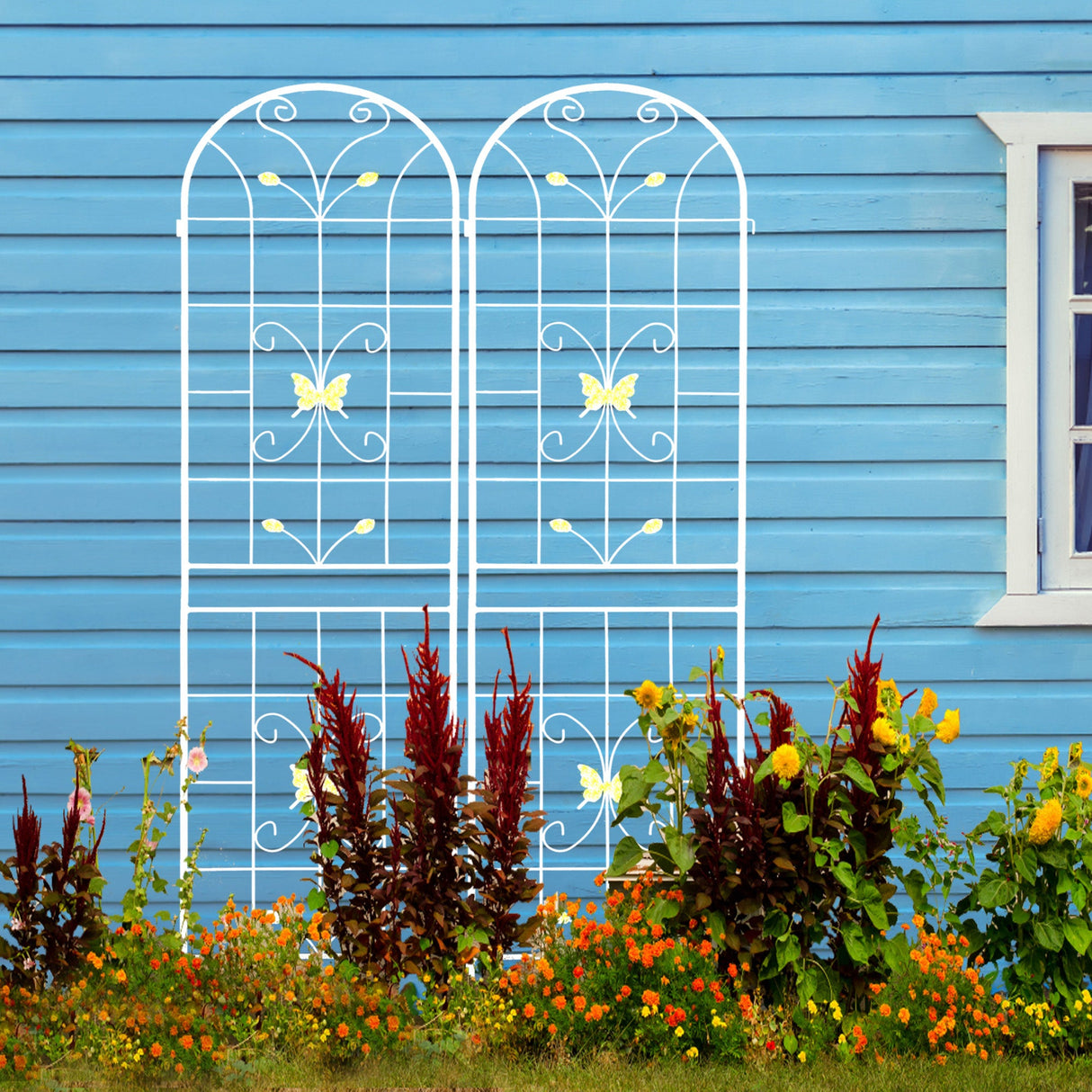 2 Pack Metal Garden Trellis 86.7" x 19.7"