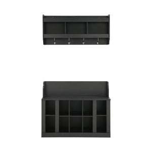 ON-TREND Shoe Storage Bench with Shelves and Hooks