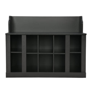 ON-TREND Shoe Storage Bench with Shelves and Hooks