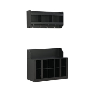 ON-TREND Shoe Storage Bench with Shelves and Hooks