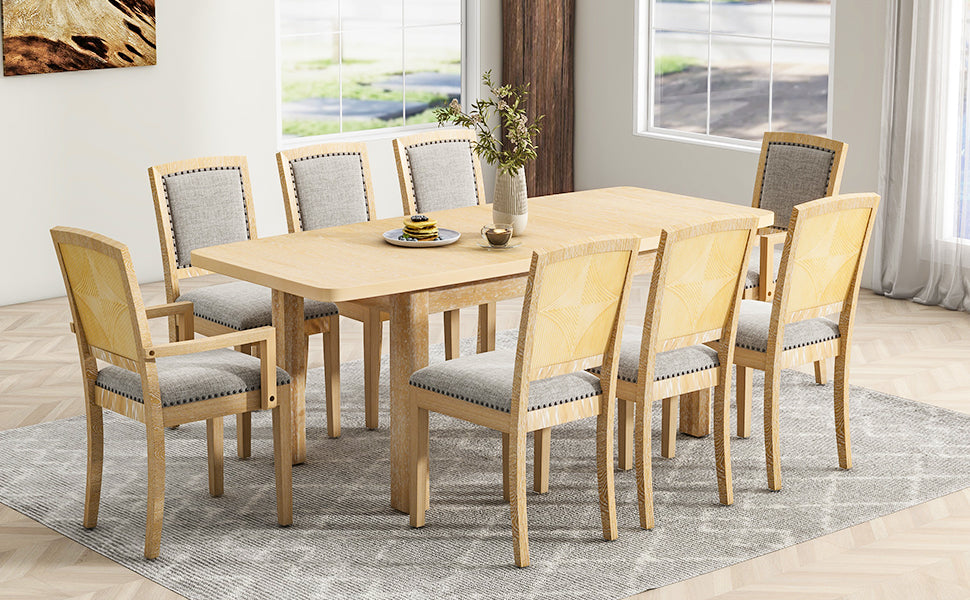 TOPMAX Rustic Extendable 84inch Dining Table Set