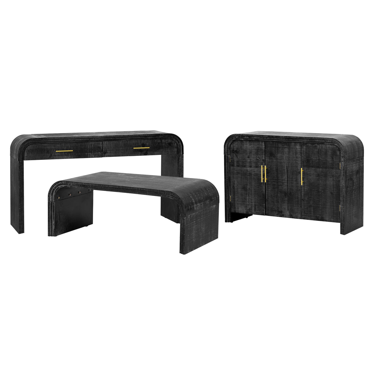 Rustic Curved Waterfall Sideboard