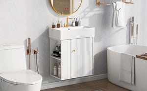 21.6-Inch Modern Floating Bathroom Vanity with Ceramic Basin