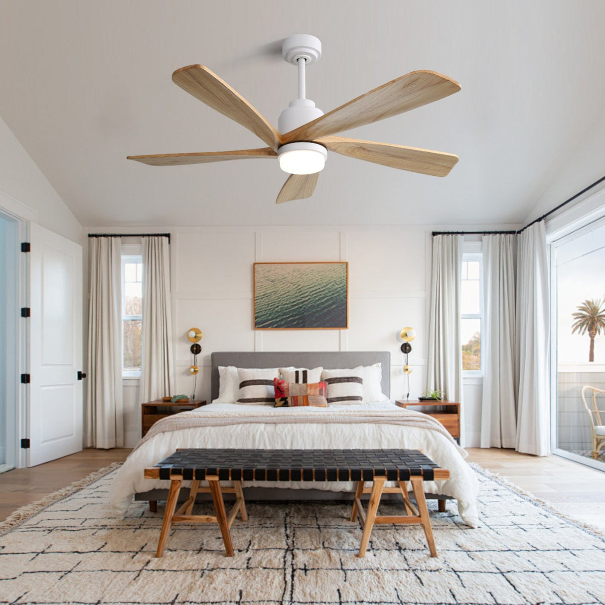 52 Inch Ceiling Fan With Dimmable LED Light and Remote Control
